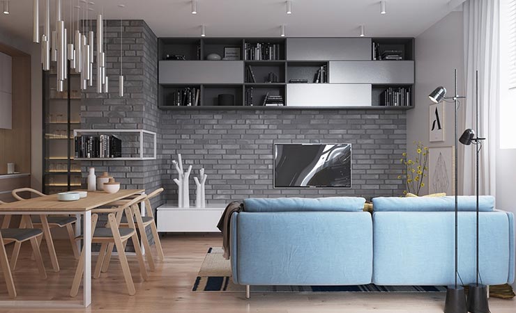 Living Rooms With Exposed Brick Walls